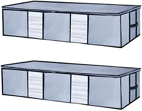 תחת המיטה שקית אחסון [2 Pack] קיבולת גדולה ביגוד מיכלי אחסון עם נקי Windows, אחסון המארגנים שקיות Beding בגדים שמיכות